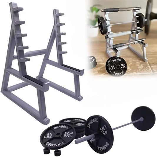 Barbell Rack Pen Holder Mini Squat Rack Ornaments With Barbells And Weights